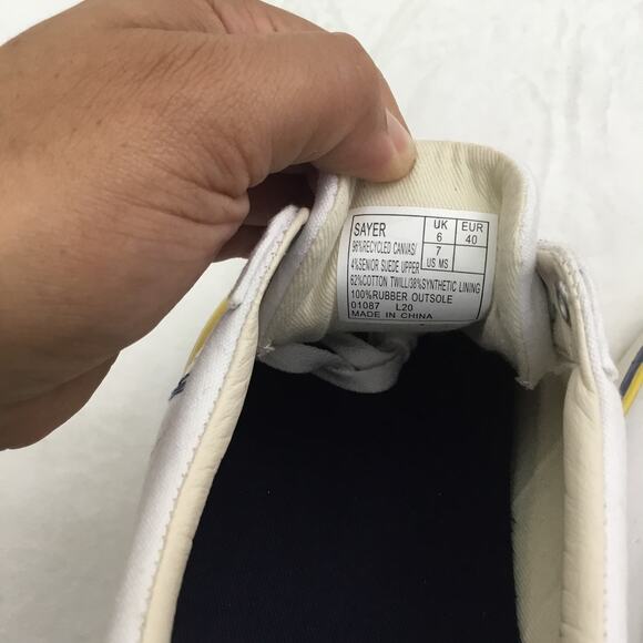 Polo Ralph Lauren Sayer Trainers Canvas White/navy Men's Sz 7 - Picture 8 of 8